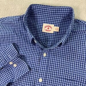 Brooks Brothers Red Fleece Gingham Check Button Down Shirt XL Preppy‎ Casual EUC